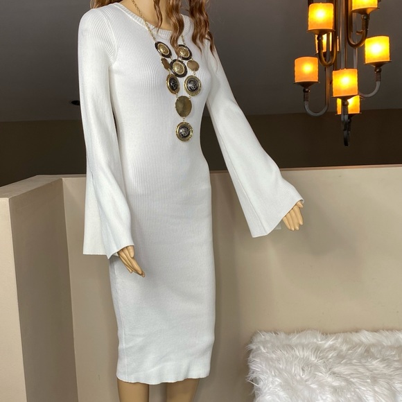 Nasty Gal Cream Flare Sleeve Sweater Dress - Picture 4 of 14